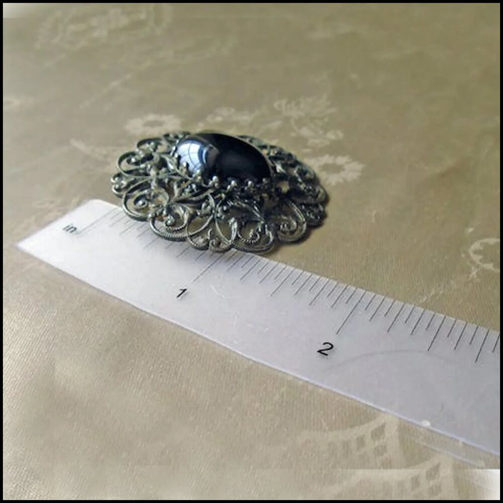 Vintage Scarf Clip Dark Silvertone Filigree Dress Clip Hat Clip - Picture 4 of 10